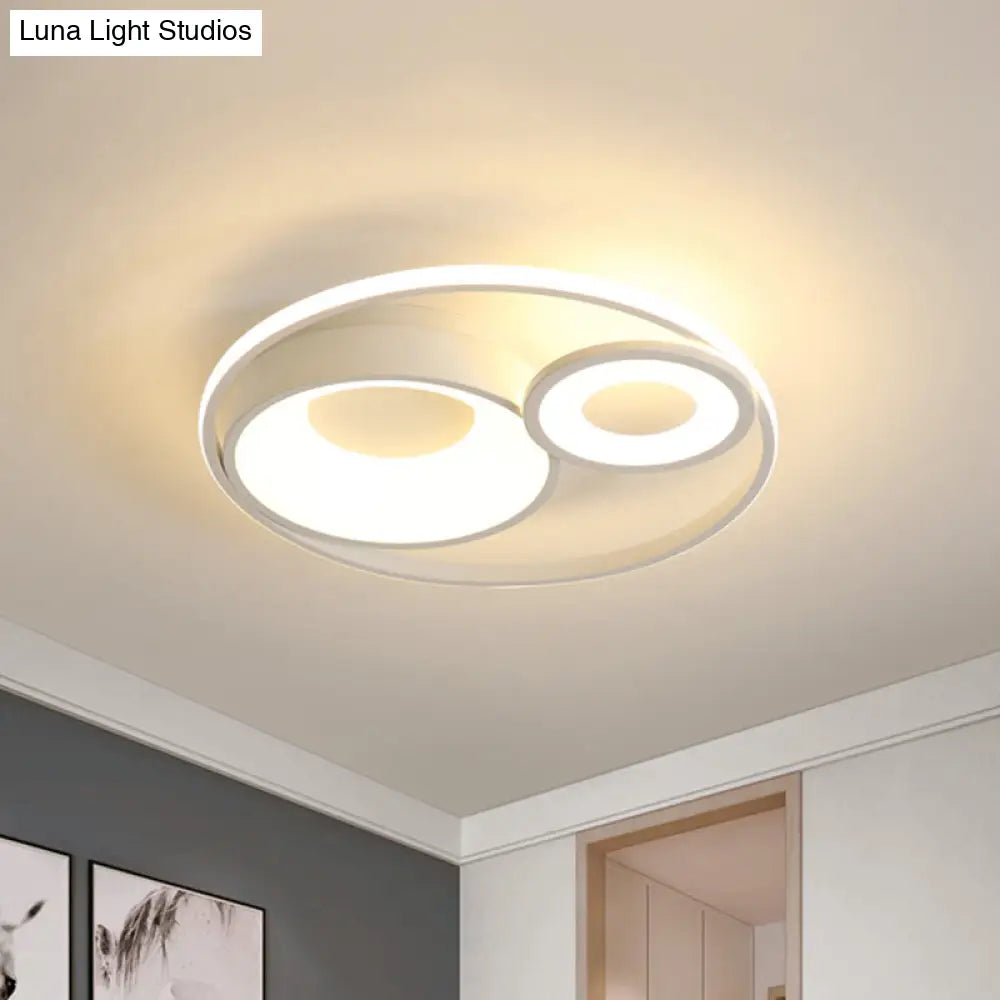 Metallic Nordic Led Flush Mount Ceiling Light - 3 Circles 16/19.5 Wide Warm/White (Black/White)