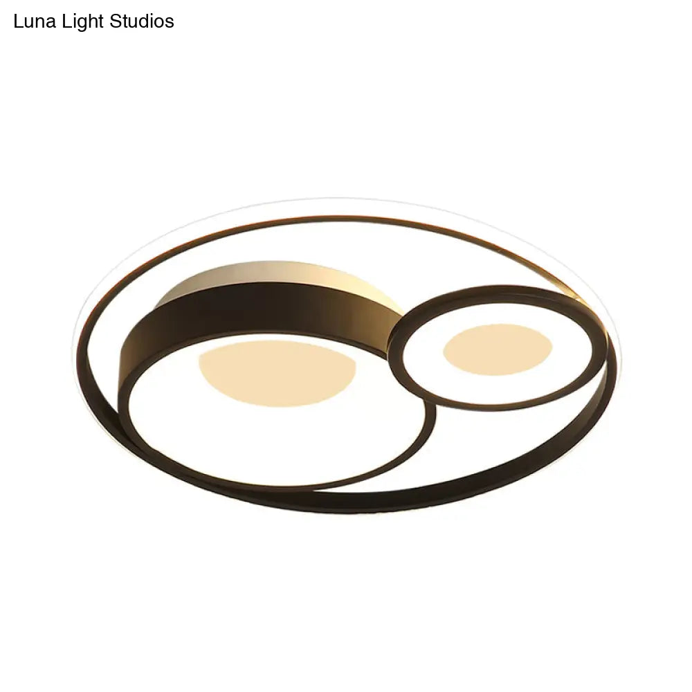 Metallic Nordic Led Flush Mount Ceiling Light - 3 Circles 16/19.5 Wide Warm/White (Black/White)