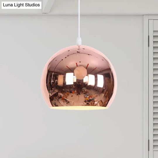 Industrial Metallic Orb Pendant Light For Living Room Rose Gold