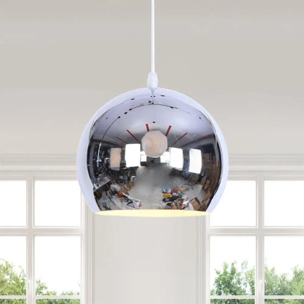 Metallic Orb Pendant Light - Industrial Style Hanging For Living Room Chrome