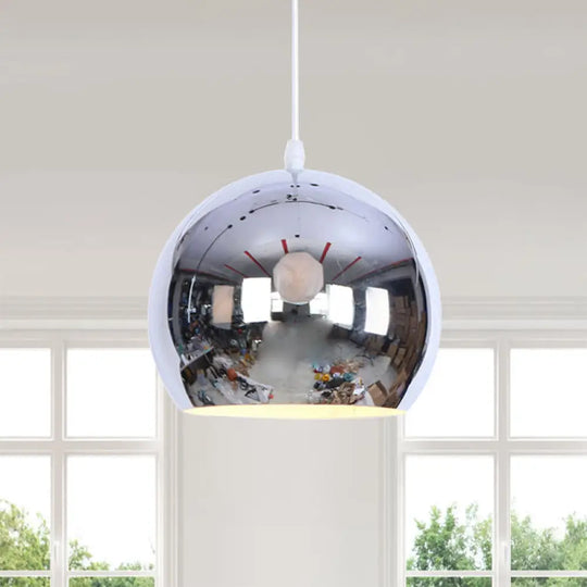 Metallic Orb Pendant Light - Industrial Style Hanging For Living Room Chrome