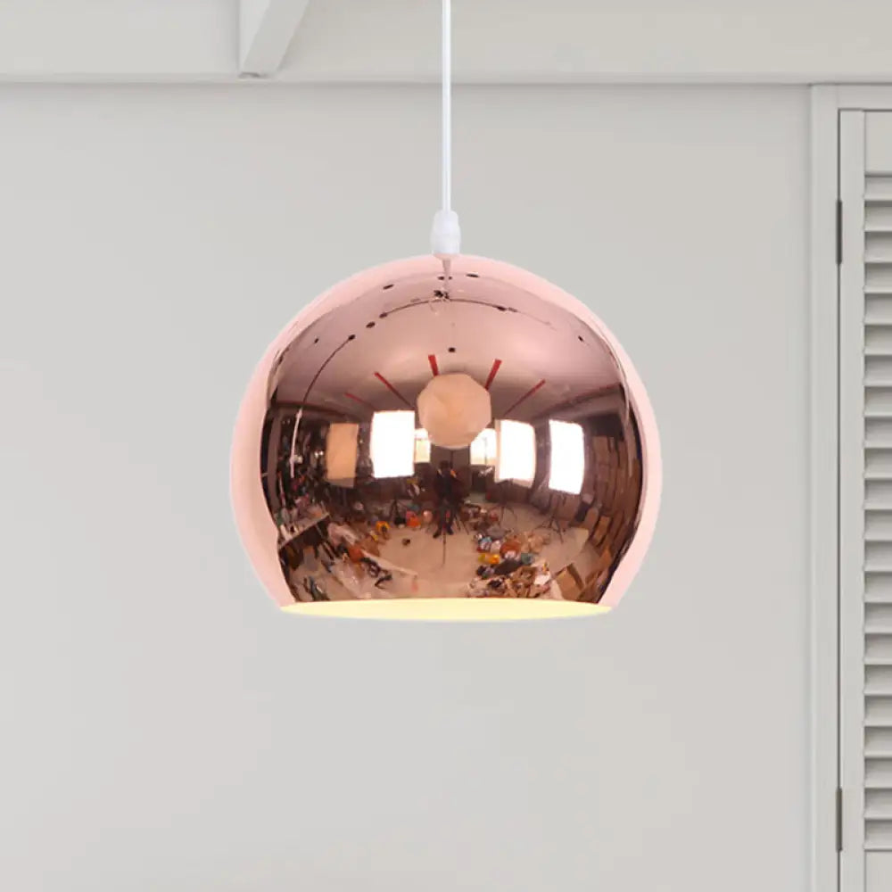 Metallic Orb Pendant Light - Industrial Style Hanging For Living Room Rose Gold