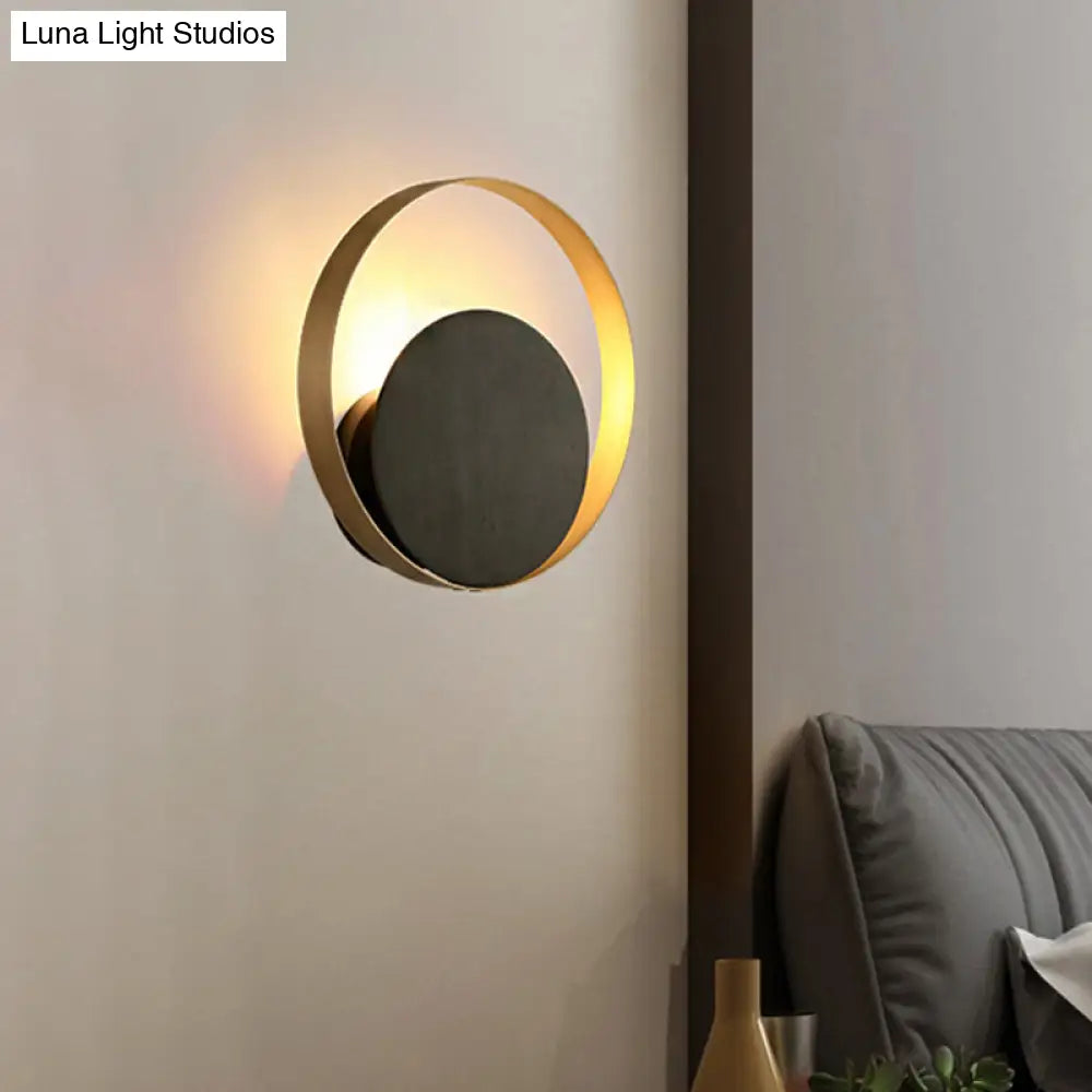 Metallic Orbit Sconce Light - Simplicity Golden Single Wall Mounted Lighting