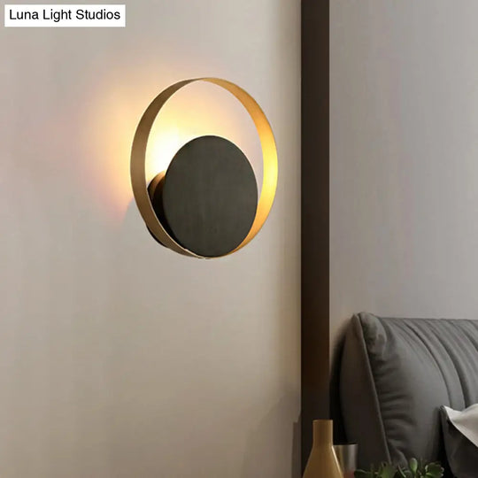 Metallic Orbit Sconce Light - Simplicity Golden Single Wall Mounted Lighting