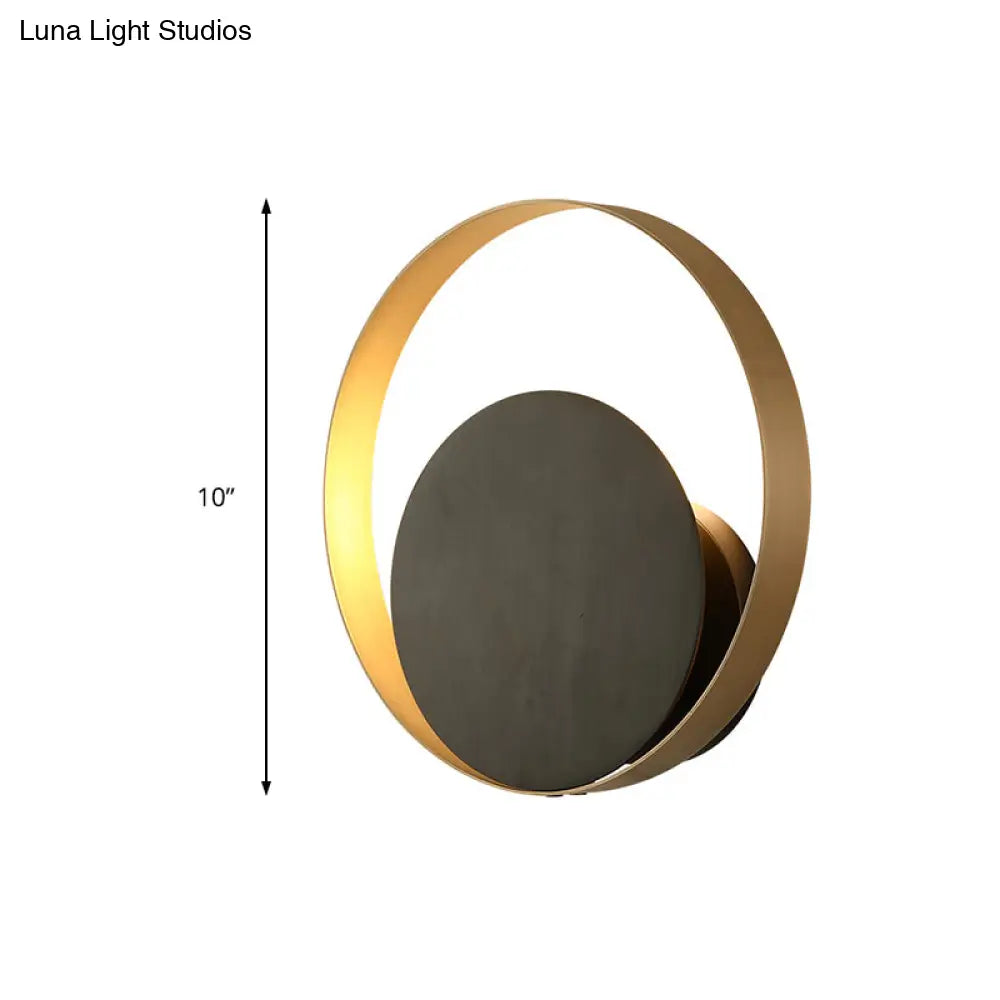 Metallic Orbit Sconce Light - Simplicity Golden Single Wall Mounted Lighting