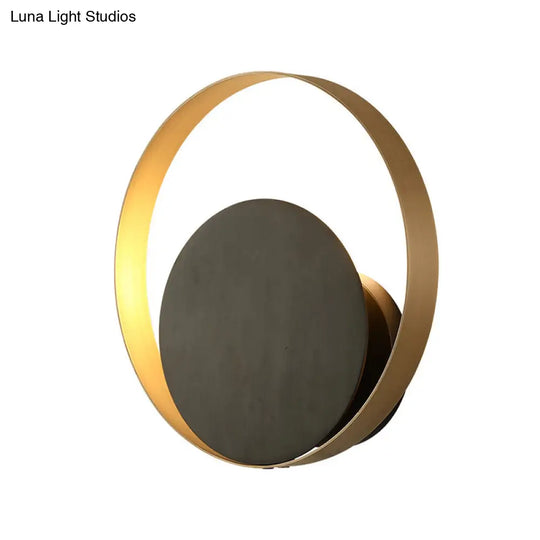 Metallic Orbit Sconce Light - Simplicity Golden Single Wall Mounted Lighting