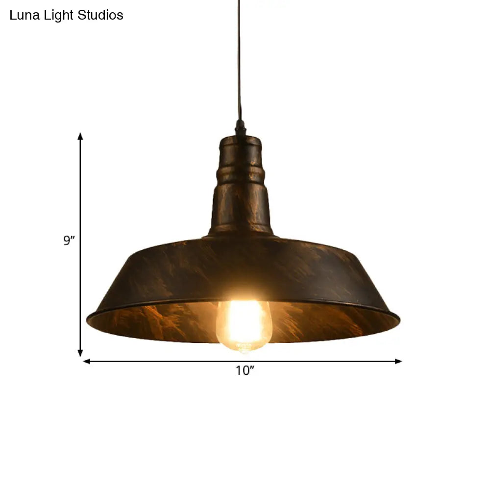 Industrial 1-Head Pendant Light With Metallic Barn Shade For Kitchen