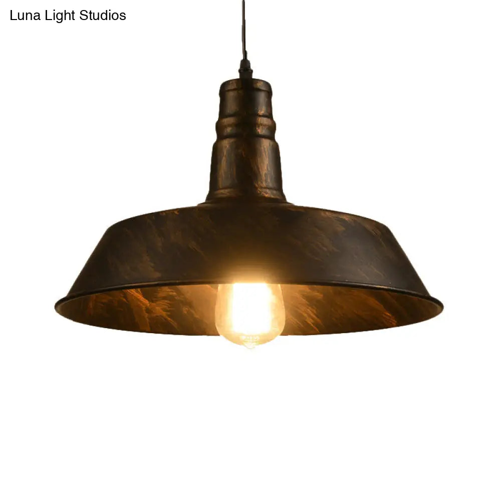 Industrial 1-Head Pendant Light With Metallic Barn Shade For Kitchen