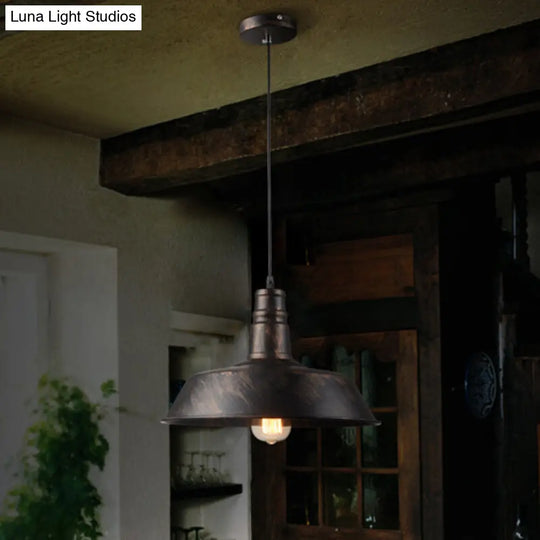 Industrial 1-Head Pendant Light With Metallic Barn Shade For Kitchen