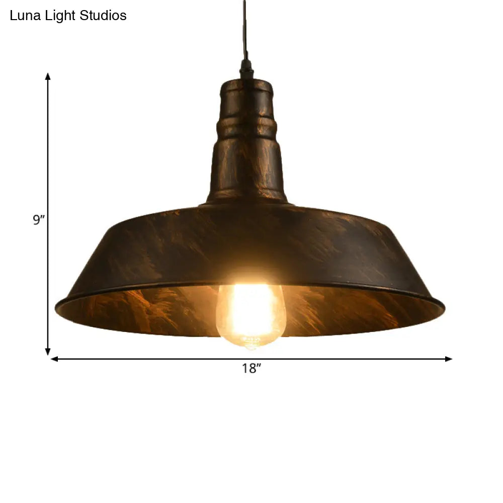 Industrial 1-Head Pendant Light With Metallic Barn Shade For Kitchen