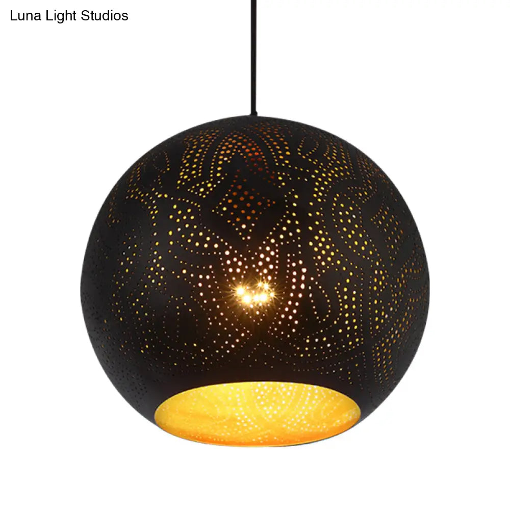 Metallic Pendulum Art Deco Etched Sphere Lamp Kit - 5/8 Width Black