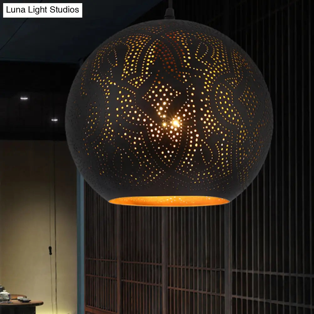 Metallic Pendulum Art Deco Etched Sphere Lamp Kit - 5/8 Width Black