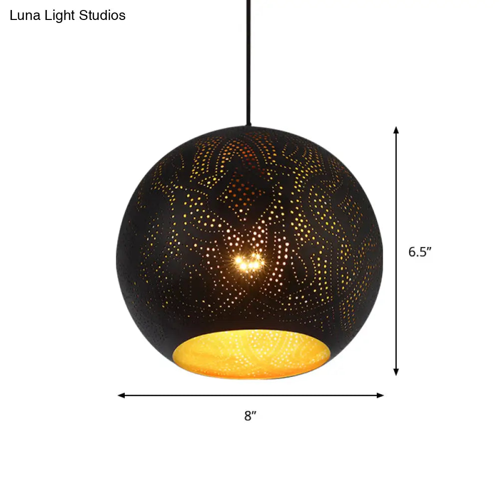 Metallic Pendulum Art Deco Etched Sphere Lamp Kit - 5/8 Width Black