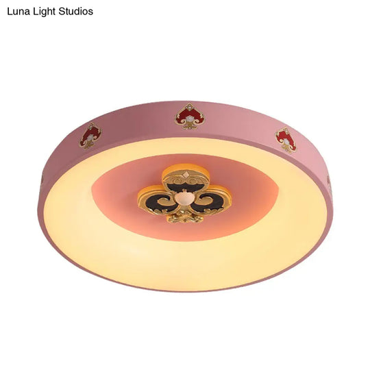Metallic Pink Led Flushmount Ceiling Light For Girls’ Bedroom