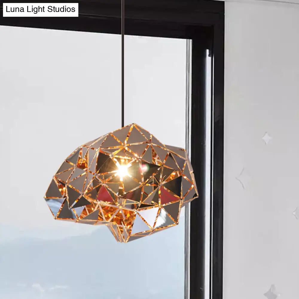 Metallic Polyhedron Pendant Light - Modern Hanging Lamp For Dining Table 1