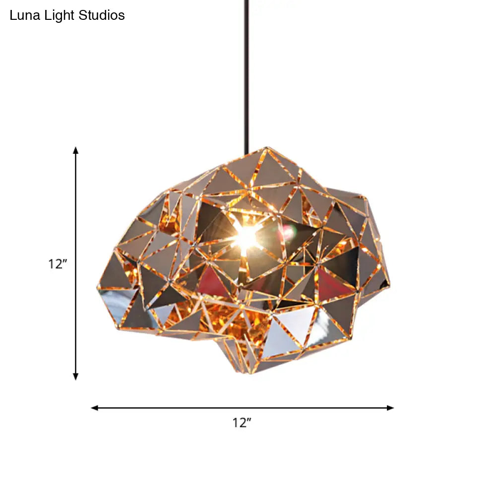 Metallic Polyhedron Pendant Light - Modern Hanging Lamp For Dining Table 1