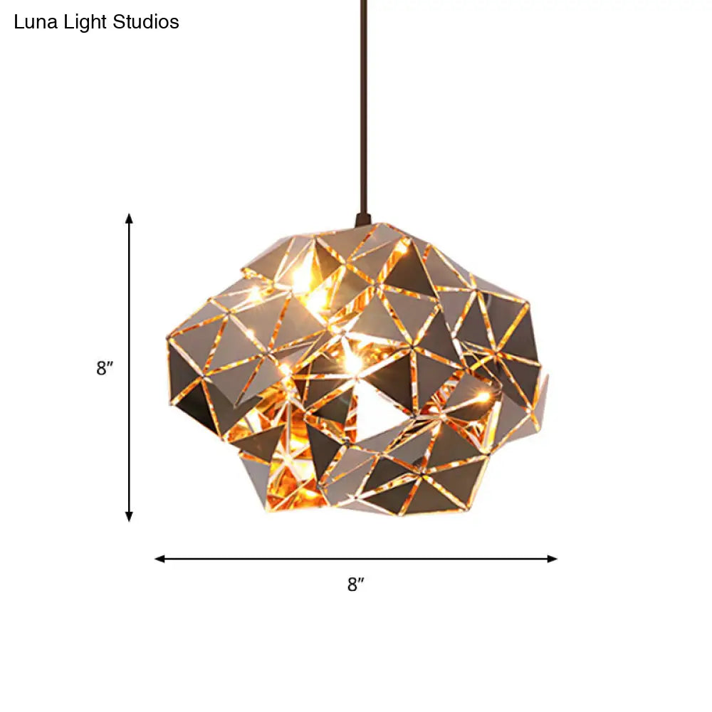 Irregular Polyhedron Pendant Light - Modern Metal Lamp For Dining Table