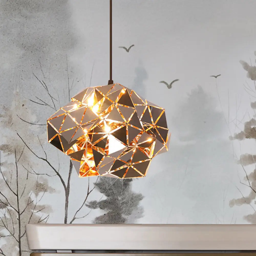 Metallic Polyhedron Pendant Light - Modern Hanging Lamp For Dining Table 1 Gold / 8’