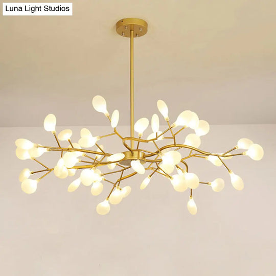 Branch-Shaped Led Ceiling Chandelier: Postmodern Metallic Light For Living Room