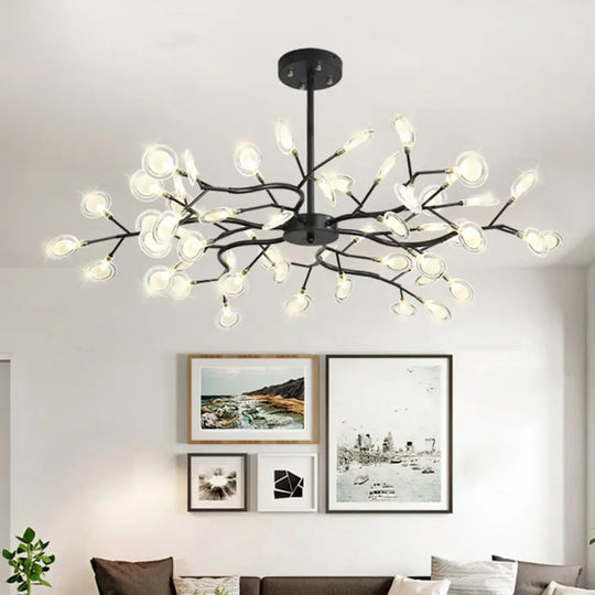 Metallic Postmodern Led Ceiling Chandelier With Branch-Inspired Design For Living Room Lighting 54