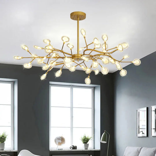 Metallic Postmodern Led Ceiling Chandelier With Branch-Inspired Design For Living Room Lighting 54