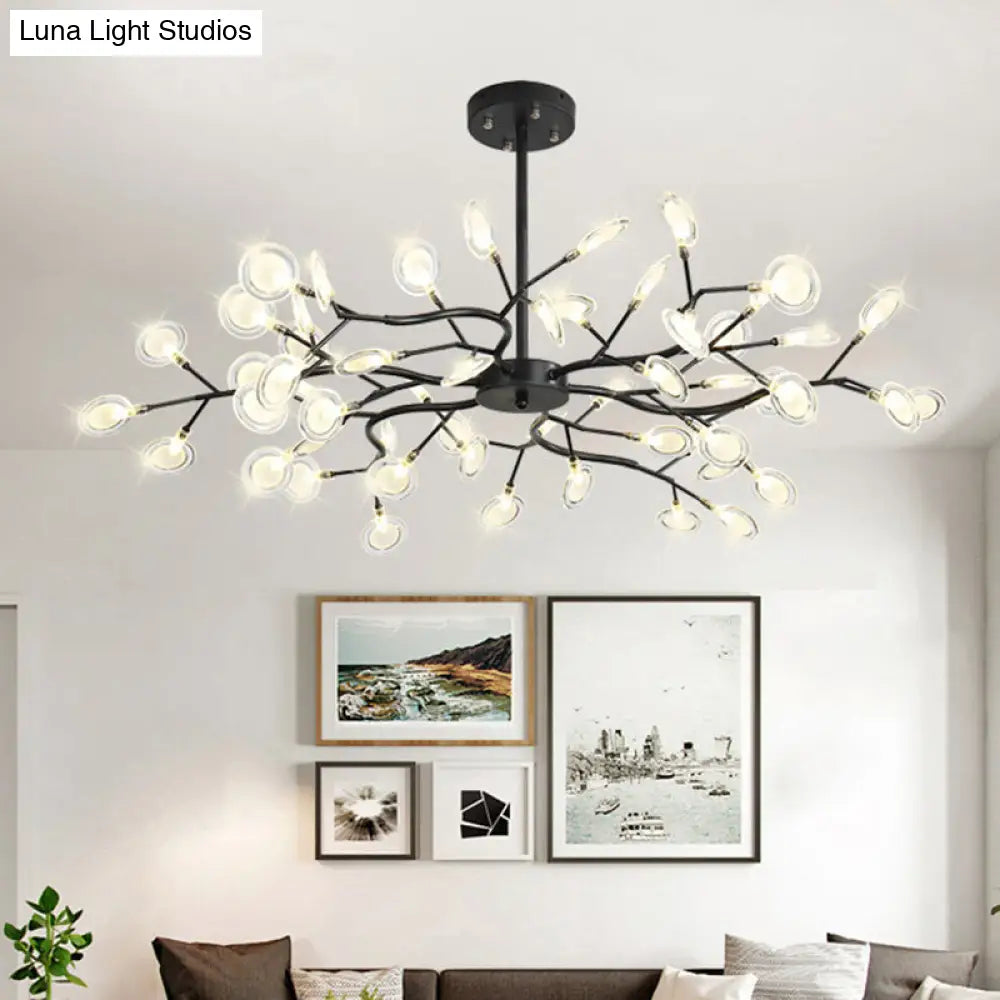 Branch-Shaped Led Ceiling Chandelier: Postmodern Metallic Light For Living Room 54 / Black