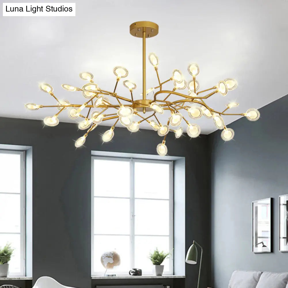 Branch-Shaped Led Ceiling Chandelier: Postmodern Metallic Light For Living Room 54 / Gold