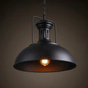 Metallic Pot Cover Pendant Light - Antique Hanging Fixture For Restaurants 1-Light Black / 13