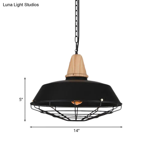 Retro Style Ceiling Pendant Light With Barn And Wire Guard - 1 Head 10/14/18 W Perfect For