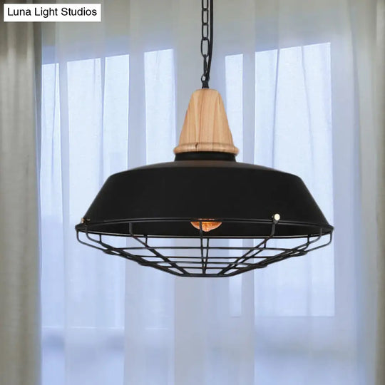 Retro Style Ceiling Pendant Light With Barn And Wire Guard - 1 Head 10/14/18 W Perfect For