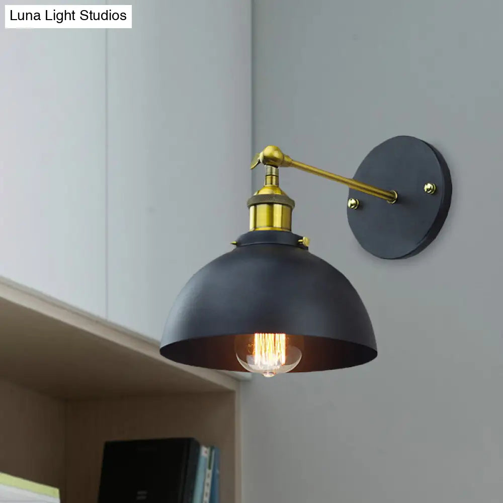 Metallic Rotatable Wall Lamp With Dome Shade For Balcony - Brass Finish