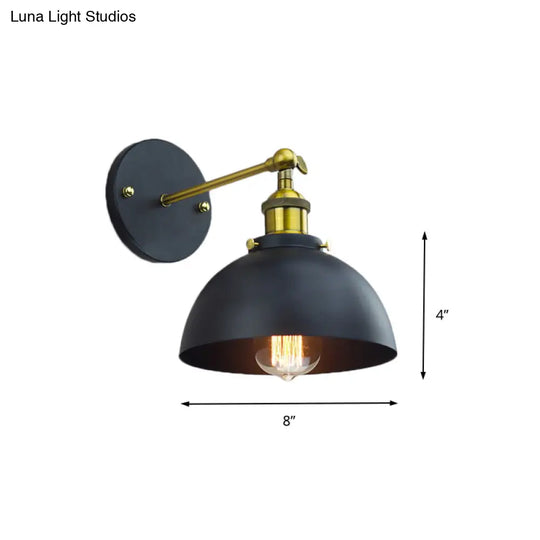 Metallic Rotatable Wall Lamp With Dome Shade For Balcony - Brass Finish