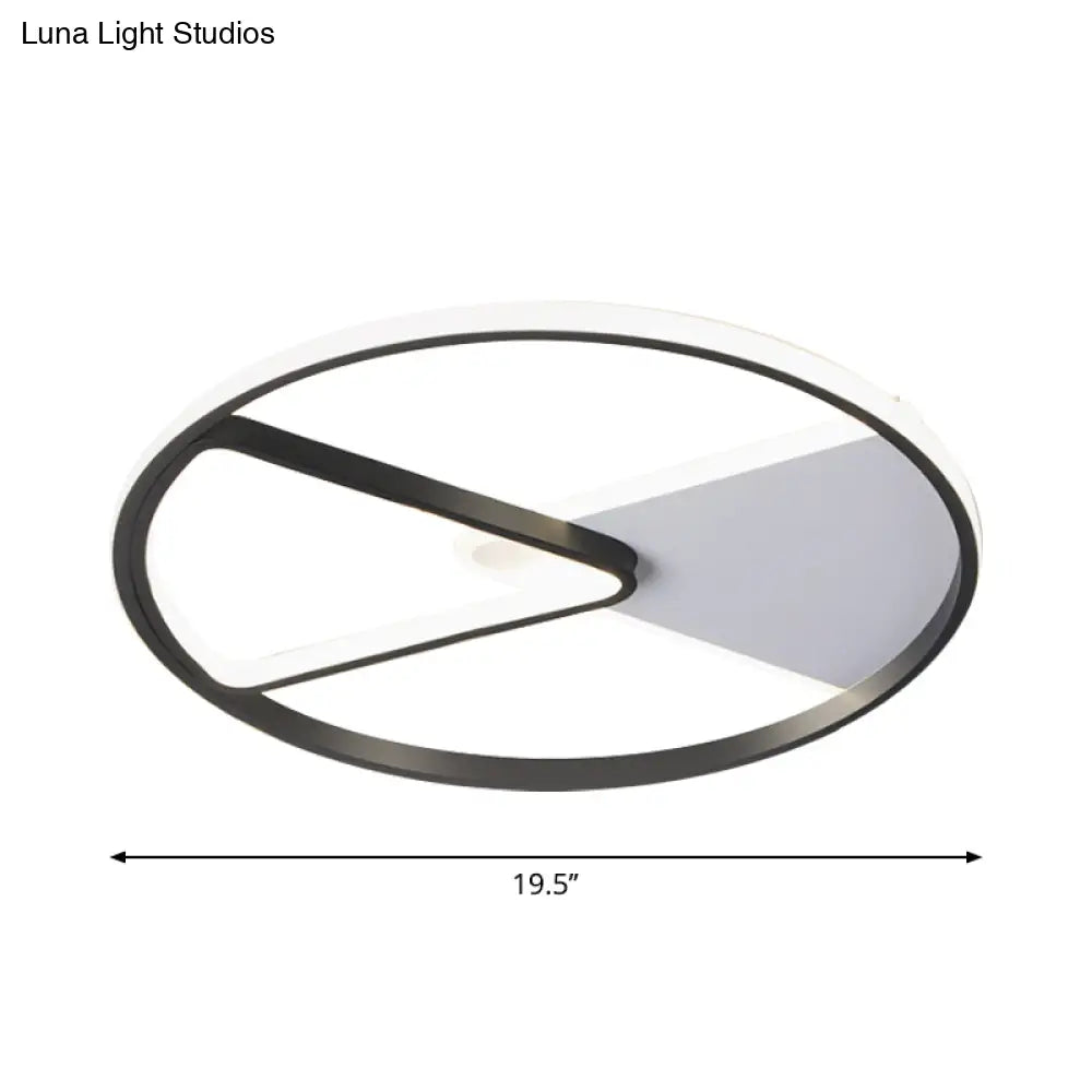 Metallic Round Slim Ceiling Light With Simple Black Design And Led Flush Mount - Warm/White Option