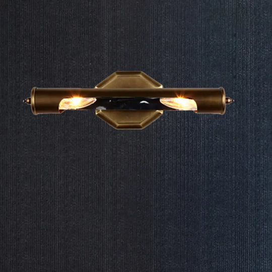 Metallic Shade Bedroom Wall Sconce With 2 Bulbs And Brass Finish Available In 14/18 Width / 14