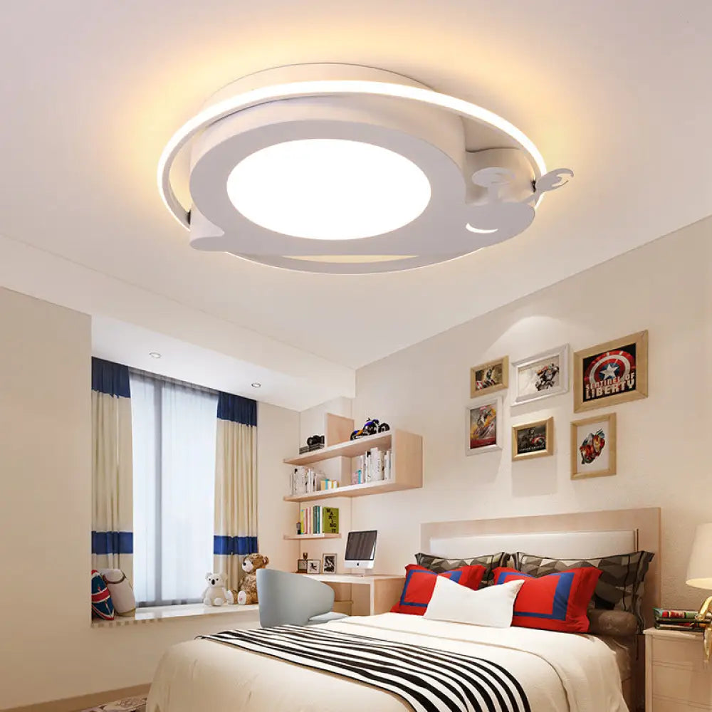 Metallic Snail Led Ceiling Lamp For Kindergarten With Acrylic Finish White