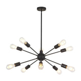 Metallic Sunburst Industrial Pendant Light With Bare Bulbs 10 / Black