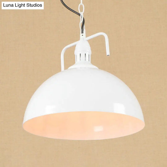 1-Light Warehouse Dome Hanging Light Kit With Swivel Joint - Metallic Suspension Lamp