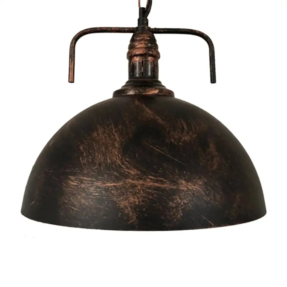 Metallic Suspension Lamp With Swivel Joint - Warehouse Dome Hanging Light Kit Rust