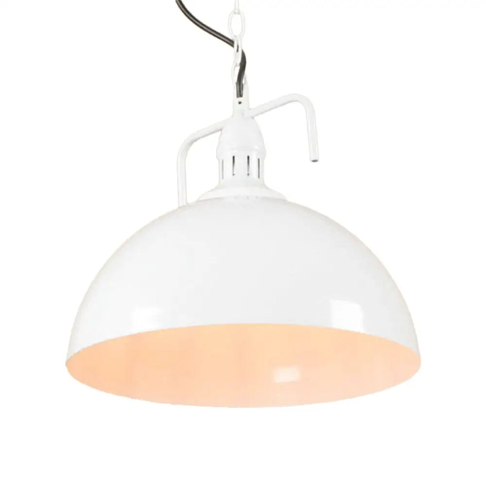 Metallic Suspension Lamp With Swivel Joint - Warehouse Dome Hanging Light Kit White