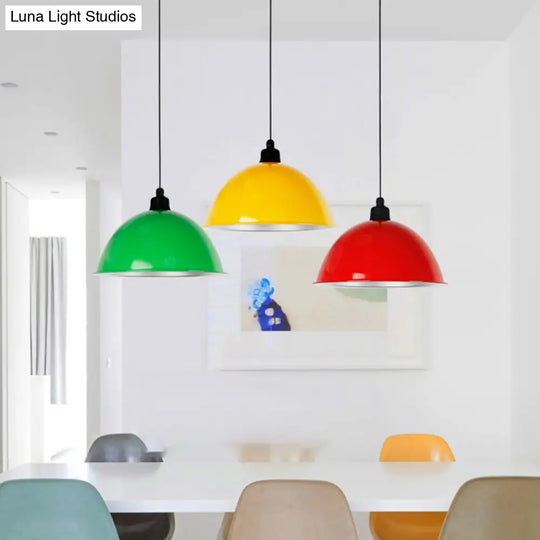 Metallic Suspension Pendant Light: Bowl-Shaped Design For Dining Room