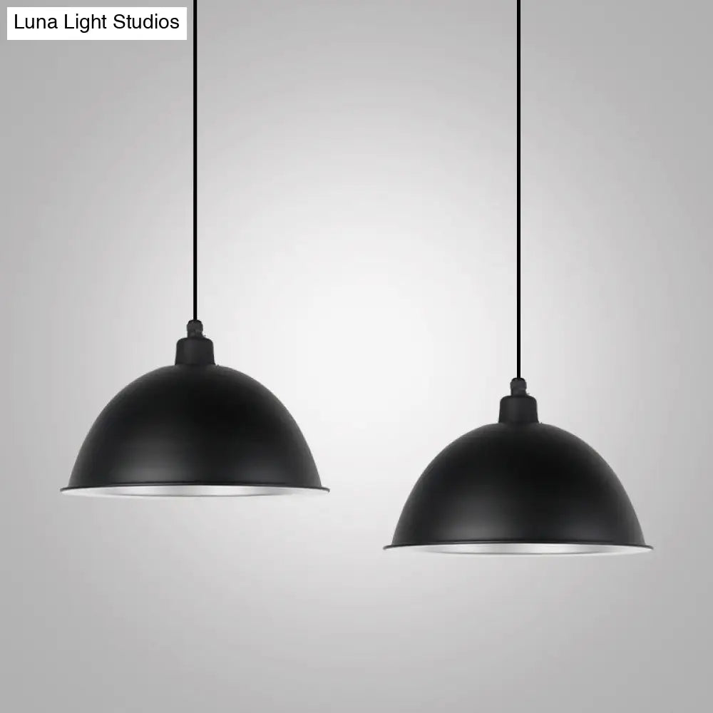 Metallic Hanging Pendant Light For Dining Room - Bowl-Shaped Single Bulb Suspension Black / 12.5