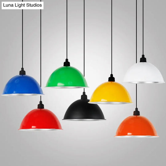 Metallic Suspension Pendant Light: Bowl-Shaped Design For Dining Room