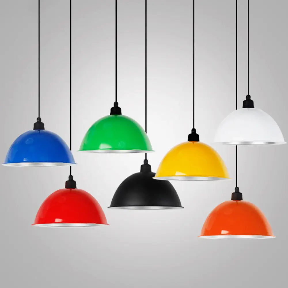 Metallic Suspension Pendant Light: Bowl-Shaped Design For Dining Room Orange / 12.5’