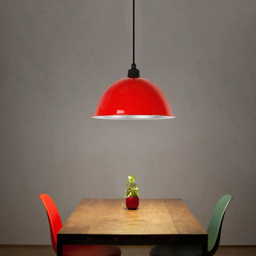 Metallic Suspension Pendant Light: Bowl-Shaped Design For Dining Room Red / 12.5’