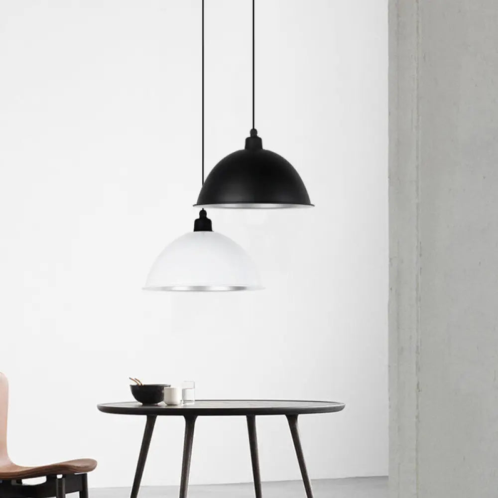 Metallic Suspension Pendant Light: Bowl-Shaped Design For Dining Room White / 12.5’