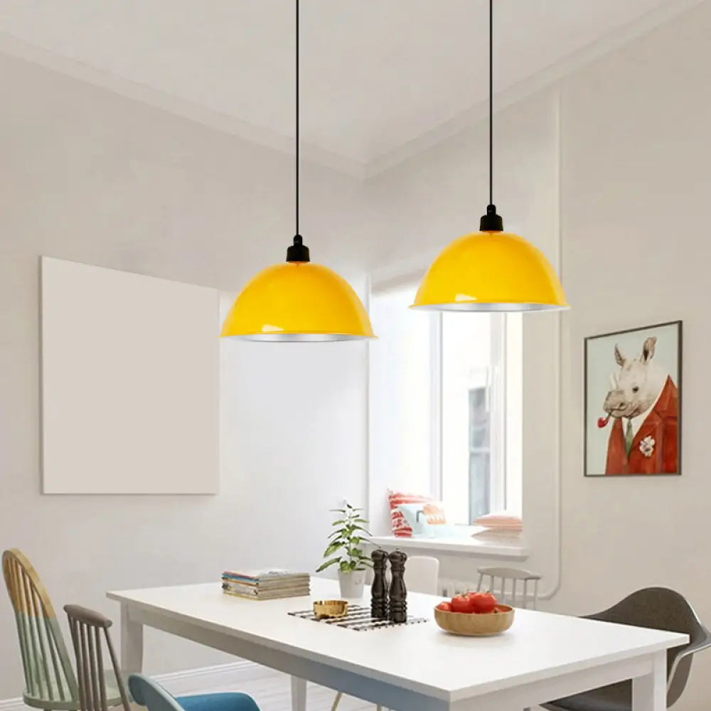 Metallic Suspension Pendant Light: Bowl-Shaped Design For Dining Room Yellow / 12.5’