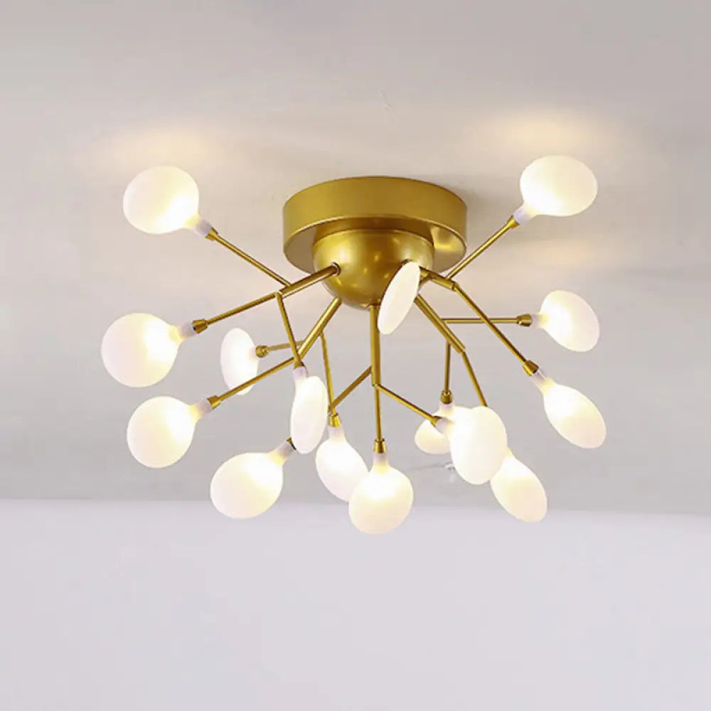 Metallic Tree Branch Led Ceiling Chandelier - Nordic Style Semi Flush Mount 15 / Gold Leaf