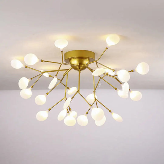 Metallic Tree Branch Led Ceiling Chandelier - Nordic Style Semi Flush Mount 27 / Gold Leaf