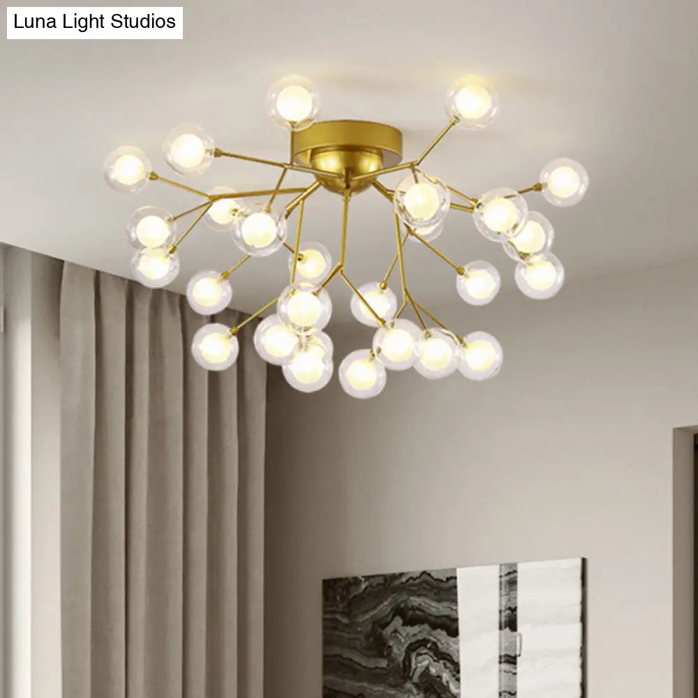 Metallic Tree Branch Led Ceiling Chandelier - Nordic Style Semi Flush Mount