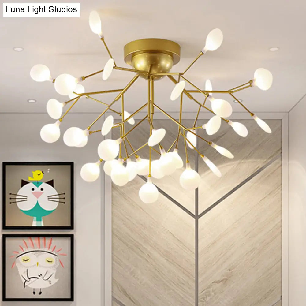 Metallic Tree Branch Led Ceiling Chandelier - Nordic Style Semi Flush Mount